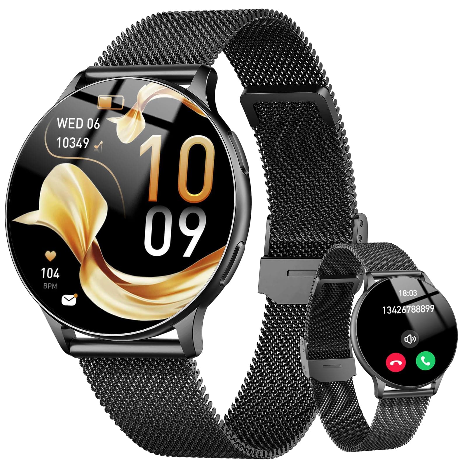 Reloj Inteligente Mujer, 1.32" AMOLED Smartwatch Mujer con Asistente de Voz, Monitor Sueño, Podómetro, Pulsómetro, 120+ Modos Deportivos Smart Watch con Llamadas y Notificación, IP68 para Android iOS