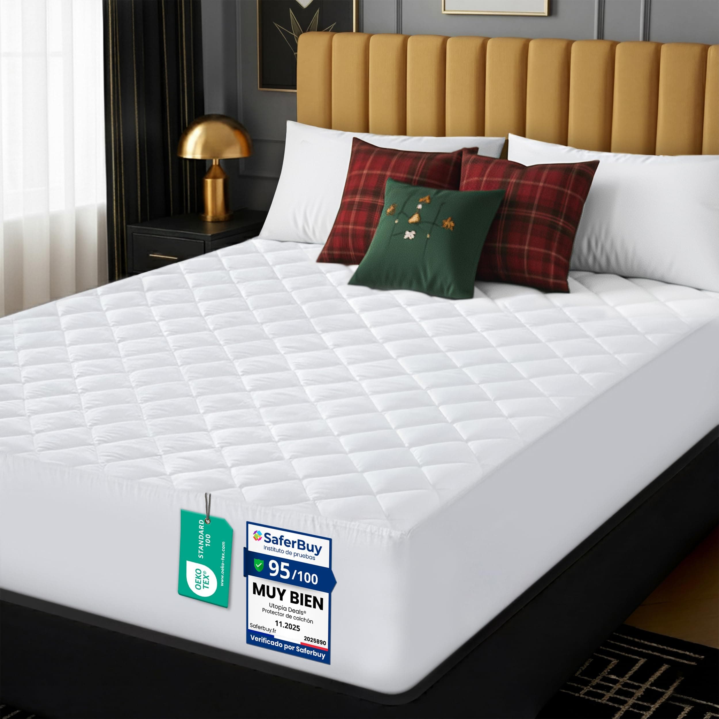 Utopia Bedding - Protector de colchón Acolchado 90x200 cm, Microfibra, Transpirable, Funda para colchon estira hasta 30 cm de Profundidad (Cama 90 Blanco)