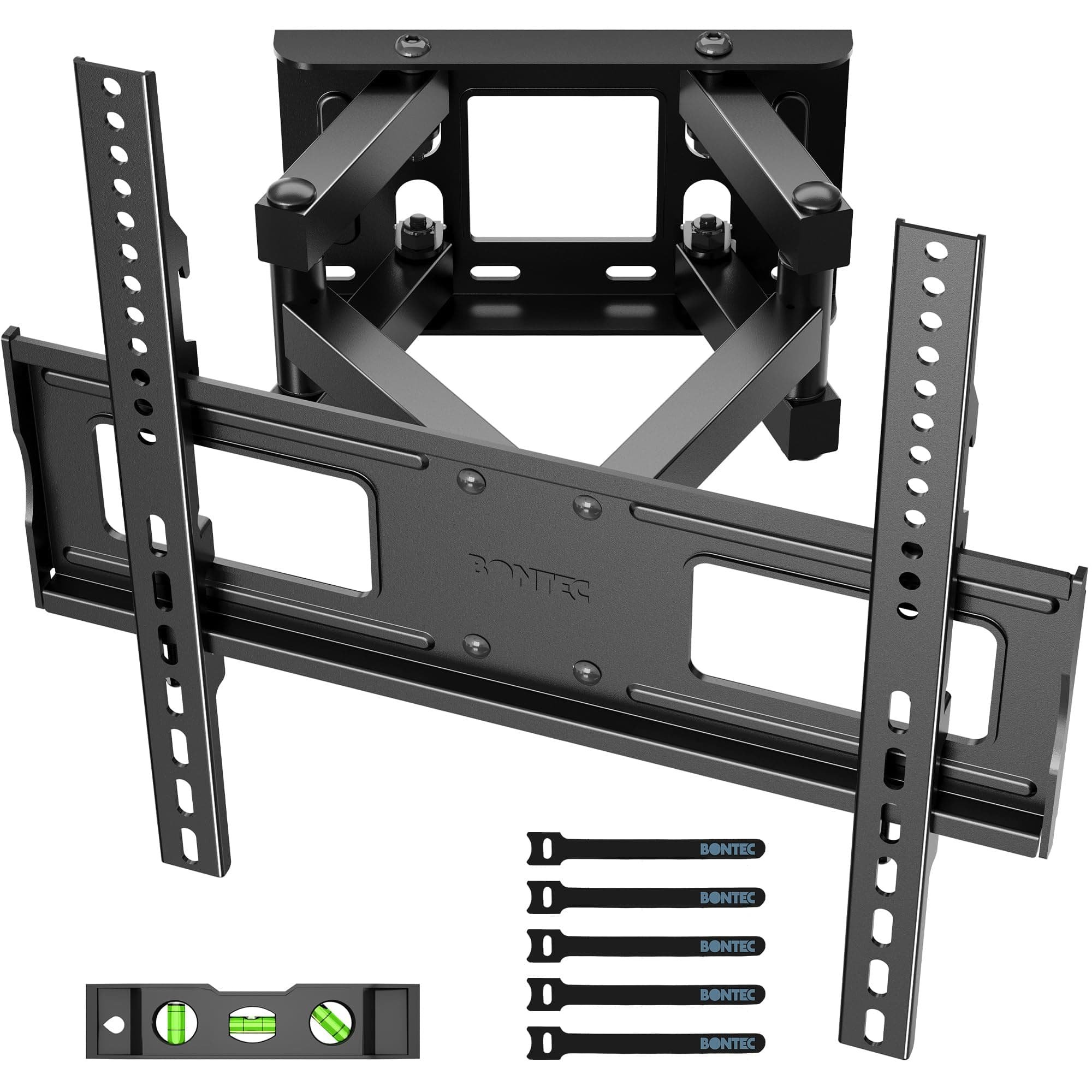 BONTEC Supporto TV Parete per Television da Plasma LED LCD Piatti e Curvi 23-70 inch, Inclinazione Girevole Staffa per TV con Doppio Braccio Peso fino a 45kg, Max VESA 400x400mm, con Fascette per Cavi