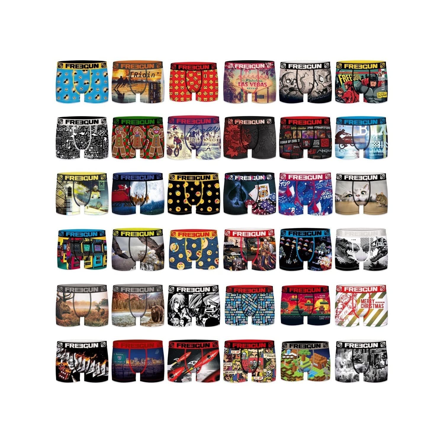 FREEGUN Pack Surprise Boxer Homme Doux, Calecon Modèle Aléatoire, Confortable, Léger et Respirant (Lot de 12)