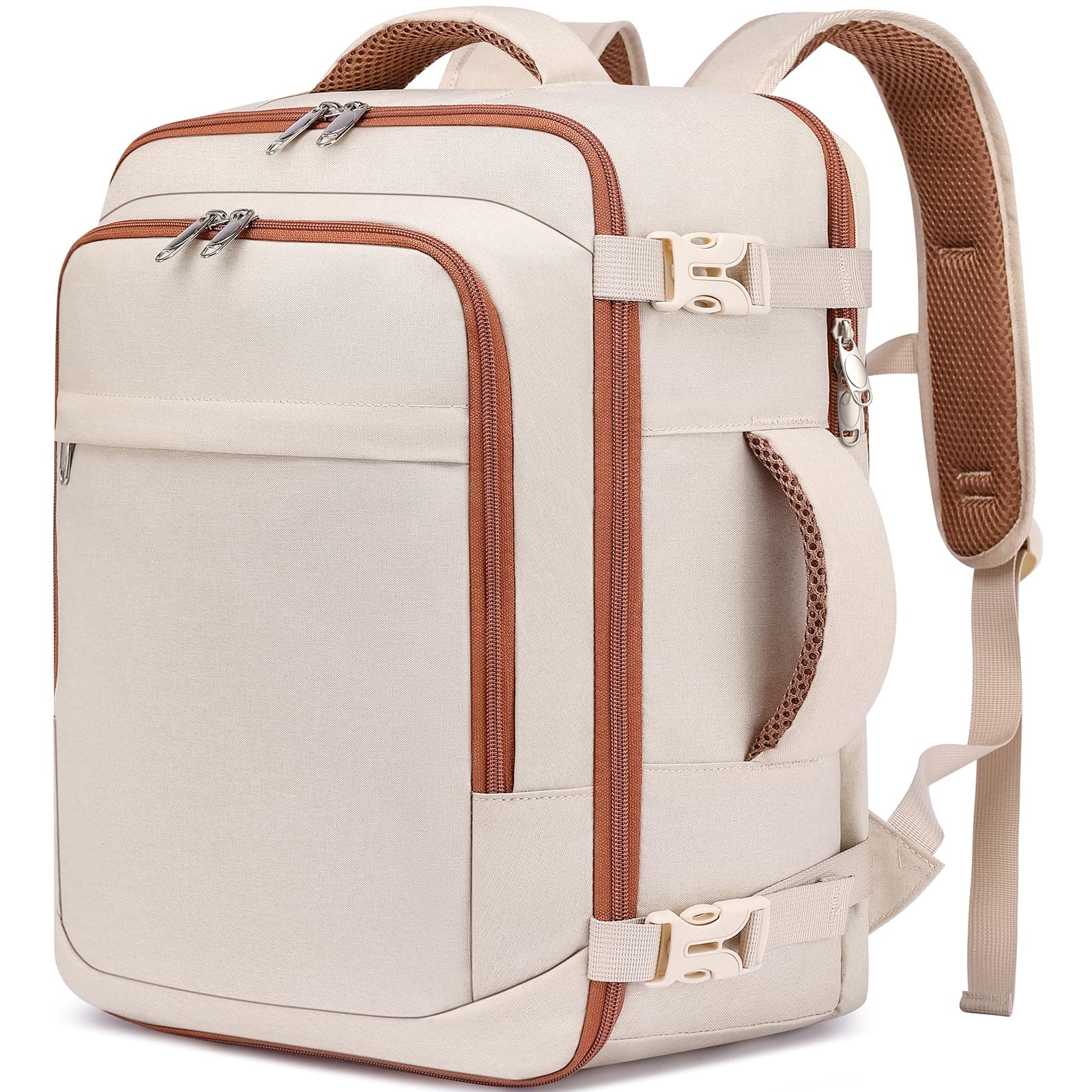Maletas De Viaje Mujer,Mochila Viaje Cabina Avion 40x20x25 para Ryanair, Mochilas Cabina para Ryanair 40x30x20cm Equipaje De Mano 20L Bolso Viaje Hombre Mujer para Portatil de 14 Pulgadas,Beige