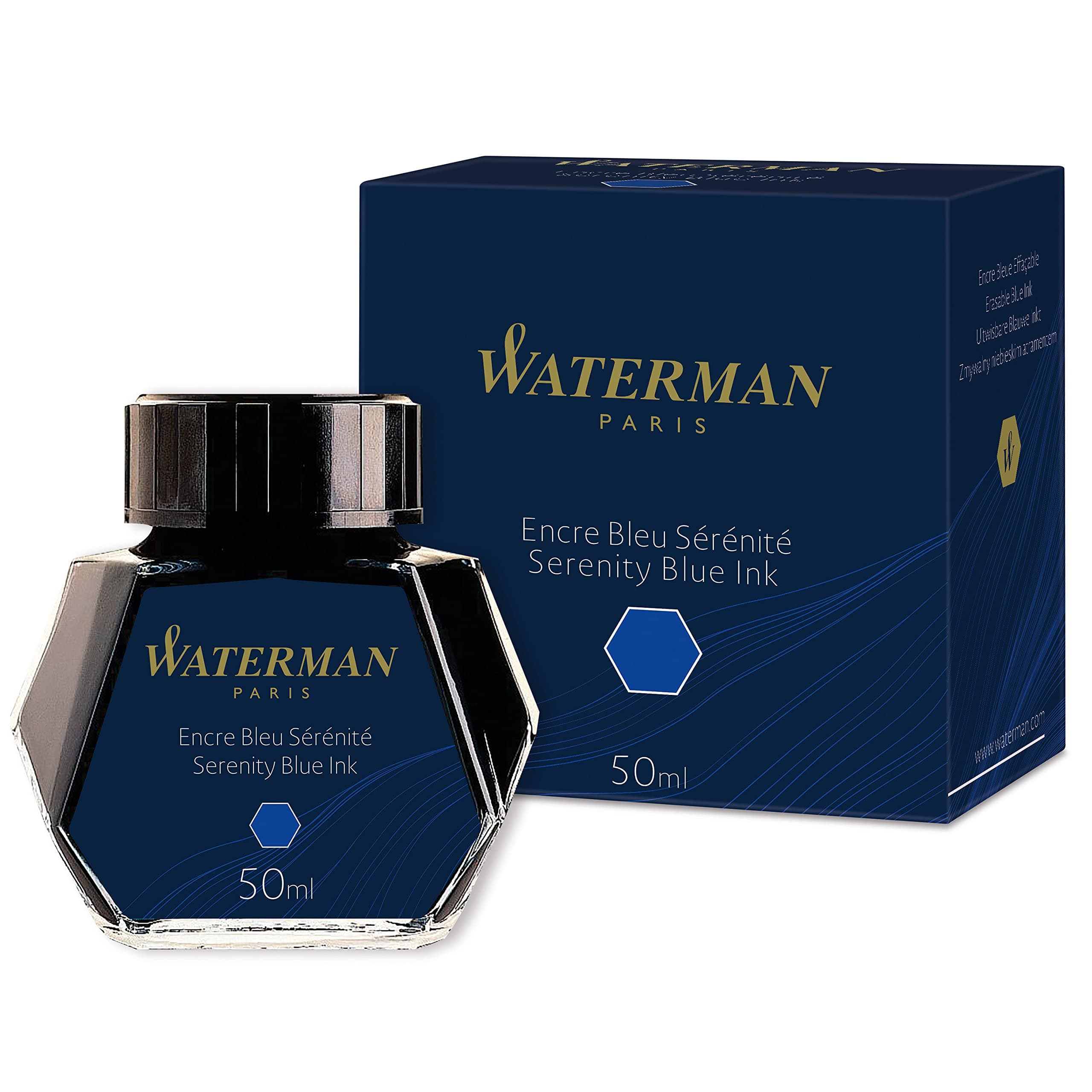 Waterman inchiostro per penna stilografica, blu serenità, flacone da 50 ml
