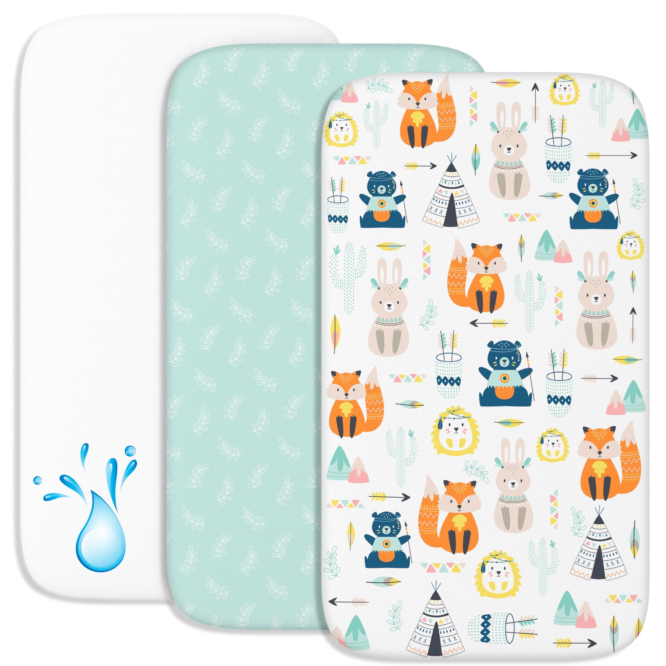 Lenzuola Next To Me 3-in-1 - Lenzuola Culla Cododo con Angoli (Set da 2) + 1 Coprimaterasso Impermeabile con Elastico - 55 x 90 cm - Per Culla Co-sleeping, Lettino - Bimbo e Bimba - Volpe