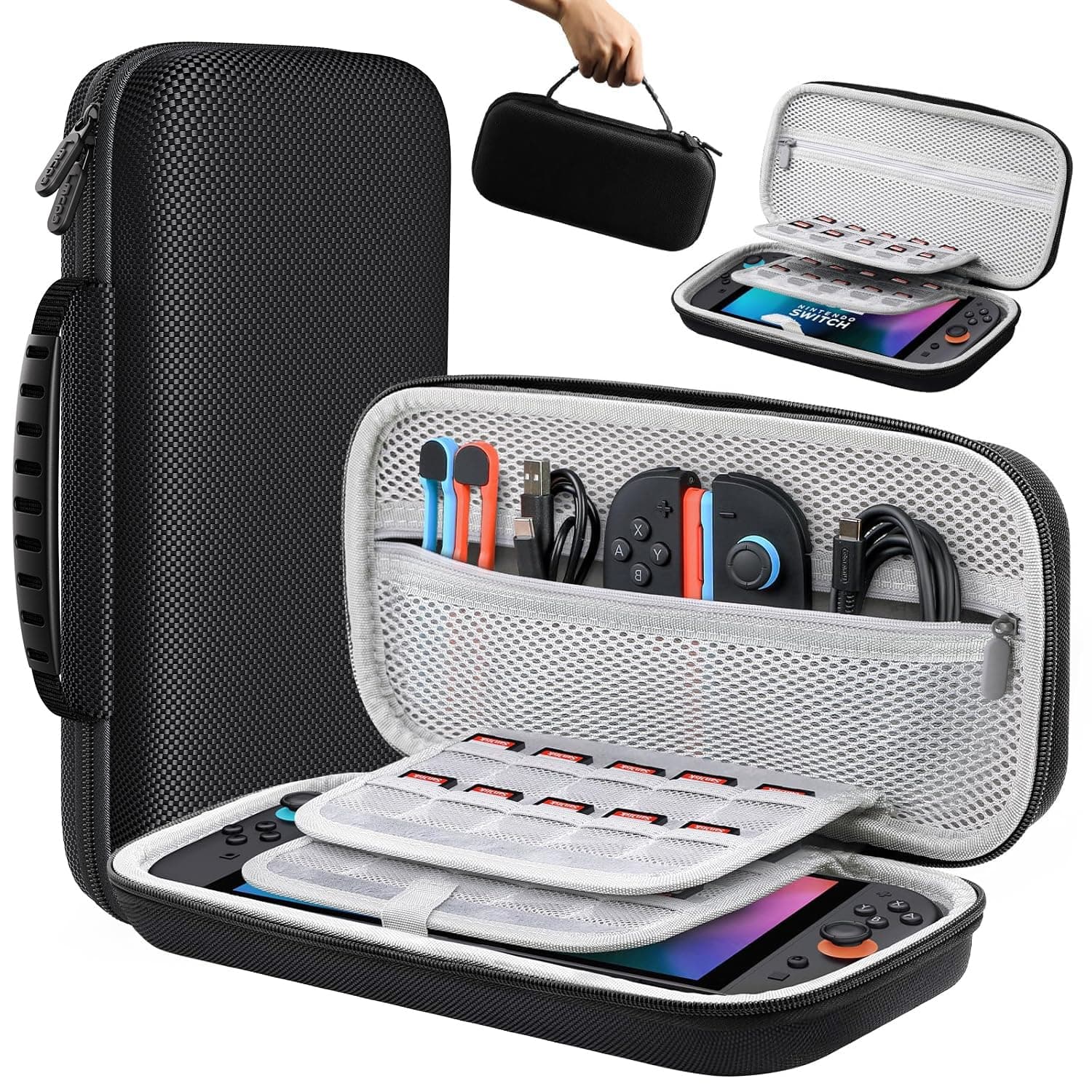 Lmcpa Funda para Consola Nintendo Switch 2 2025, Bolsa de Viaje con 20 Cartuchos de Juego, Estuche Rígido Portátil Protector para Consola 2025 Nintendo Switch 2 Accesorios, Negro