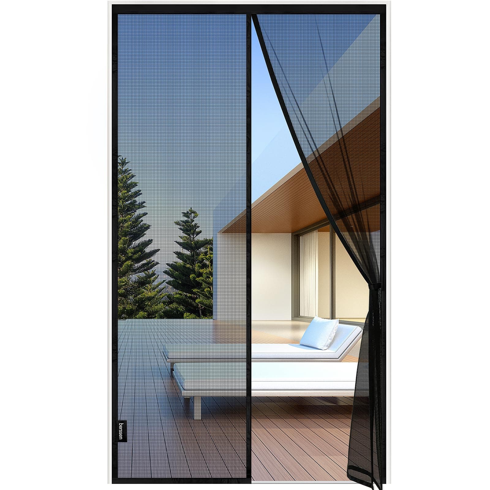 ALTAMENTE IGNÍFUGO - Mosquitera Puerta Magnetica - 90 x 200 CM - Negro, Mosquiteras para Puertas, Cierre Magnético de Arriba a Abajo, Automáticamente,Mantiene el Aire Fresco