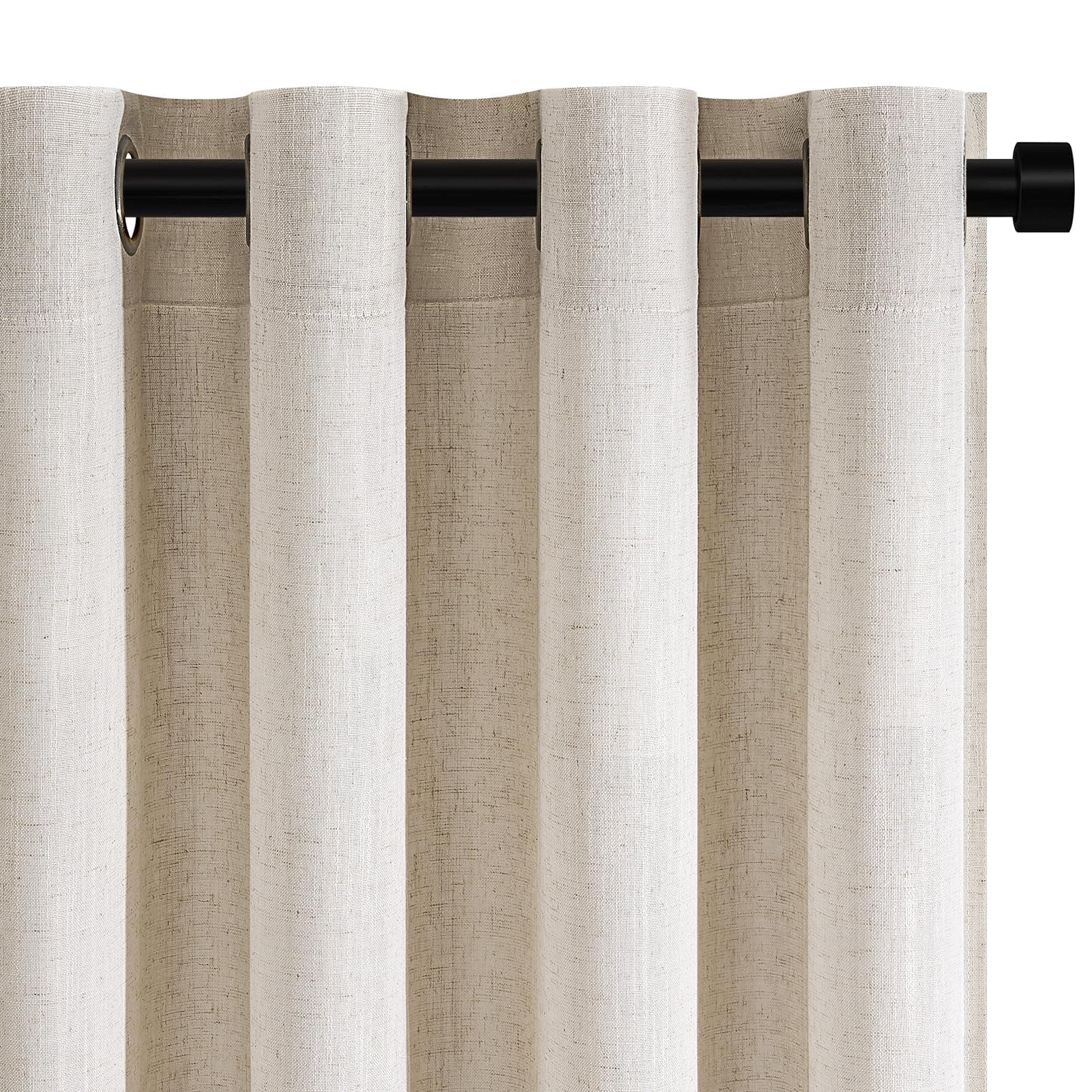 Topfinel Rideau Voilage Naturel Lin Chambre Enfant Rideaux Voilage Ivoire Rideaux et Draperies Intérieurs à Oeillets Translucides Décoratif Salon Moderne Cuisine 140x225cm-2pcs